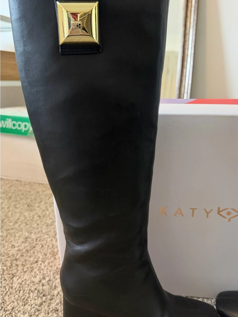 Black Embellished Over-the-Knee Platform Boots - Women